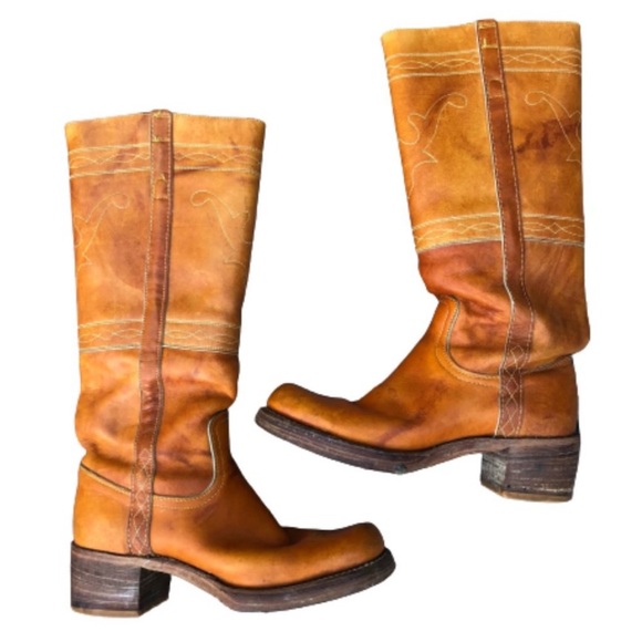 Vintage FRYE 8171 Campus Boots horse stitching black label 70s 7 - Picture 7 of 15